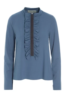 Henriette Steffensen Copenhagen BLUSE M/ RÜSCHEN | 96090 DUSTY BLUE Online