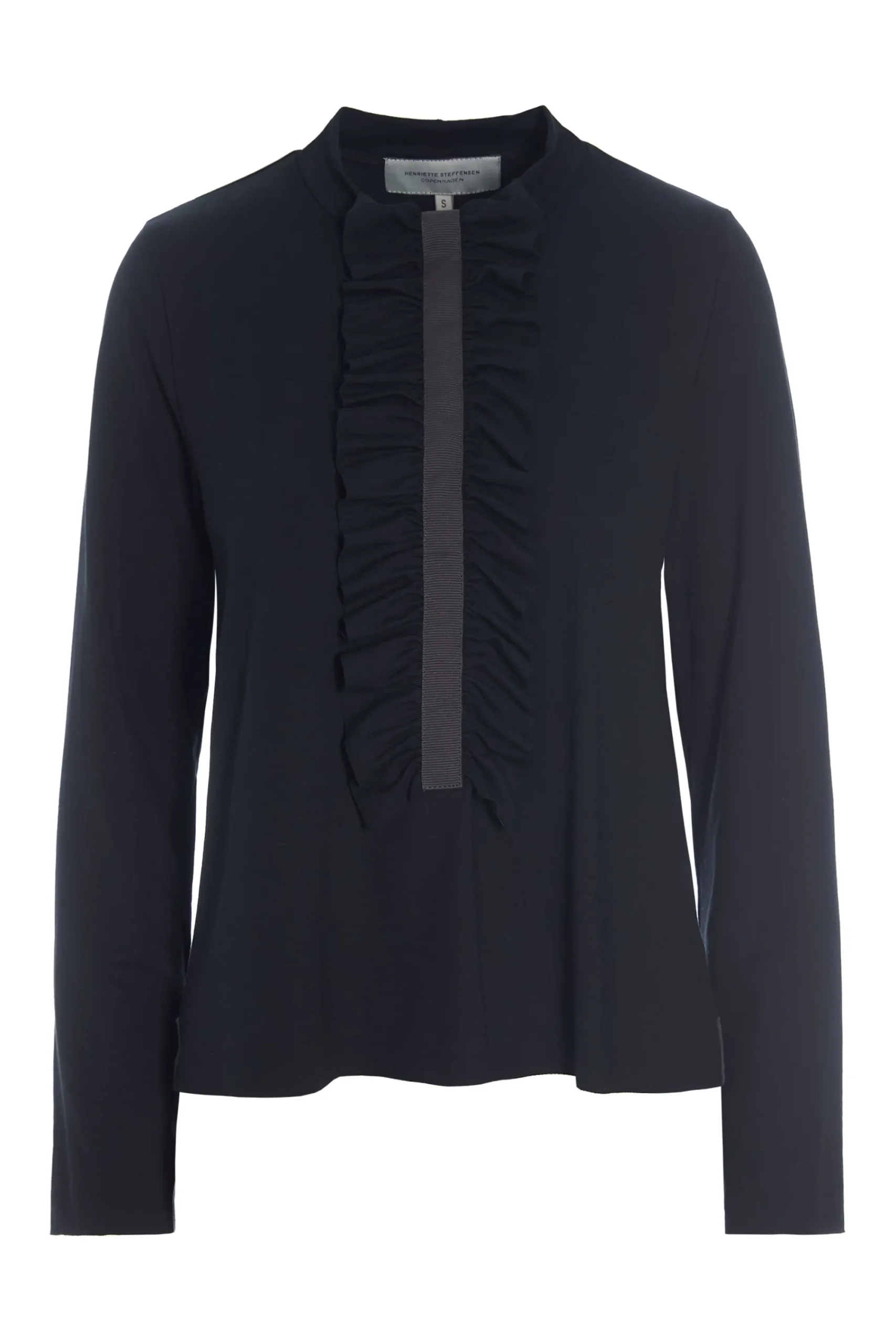 Henriette Steffensen Copenhagen BLUSE M/ RÜSCHEN | 96090 BLACK New