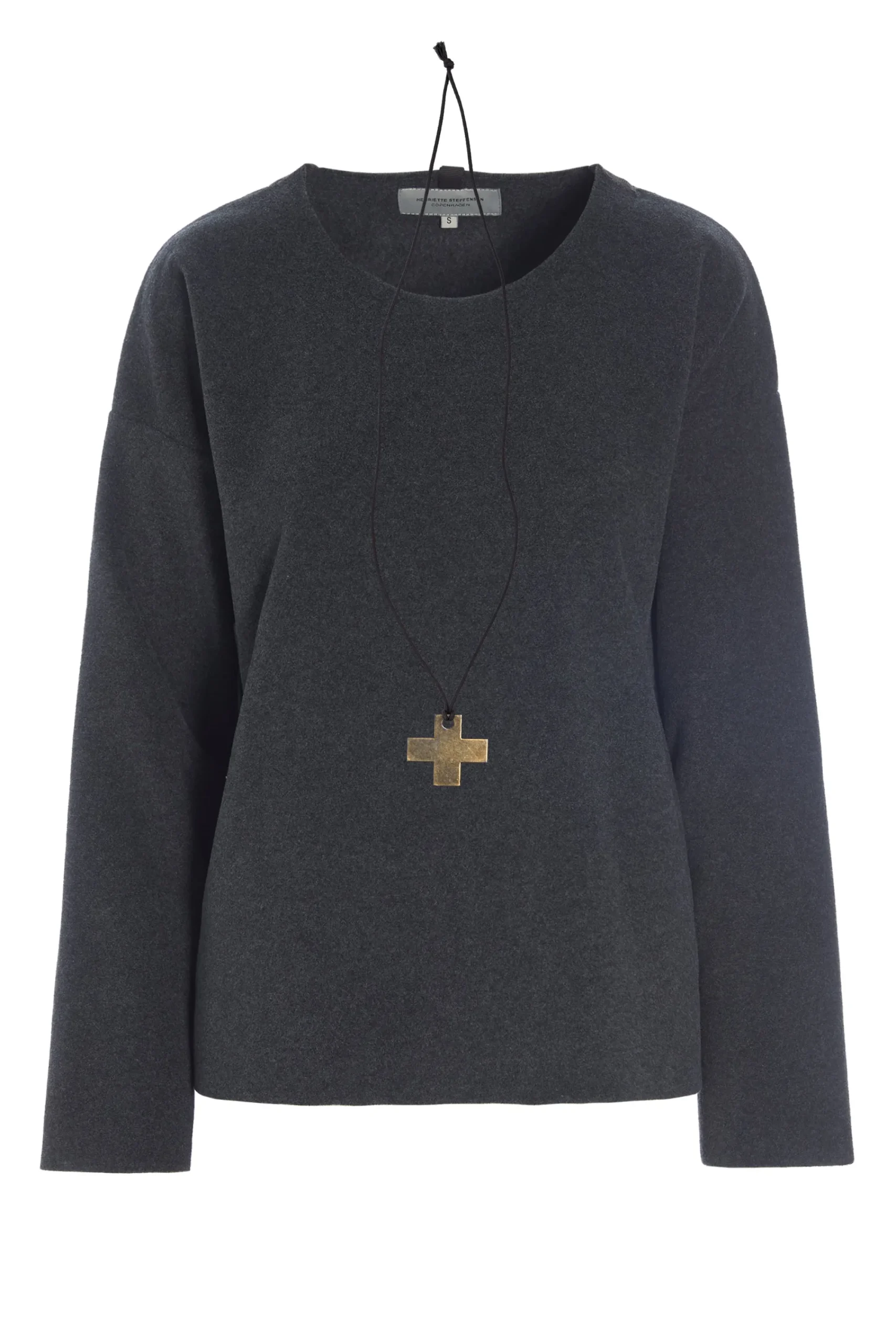 Henriette Steffensen Copenhagen BLUSE MIT RUNDEM HALS | 1355 SOFT BLACK New