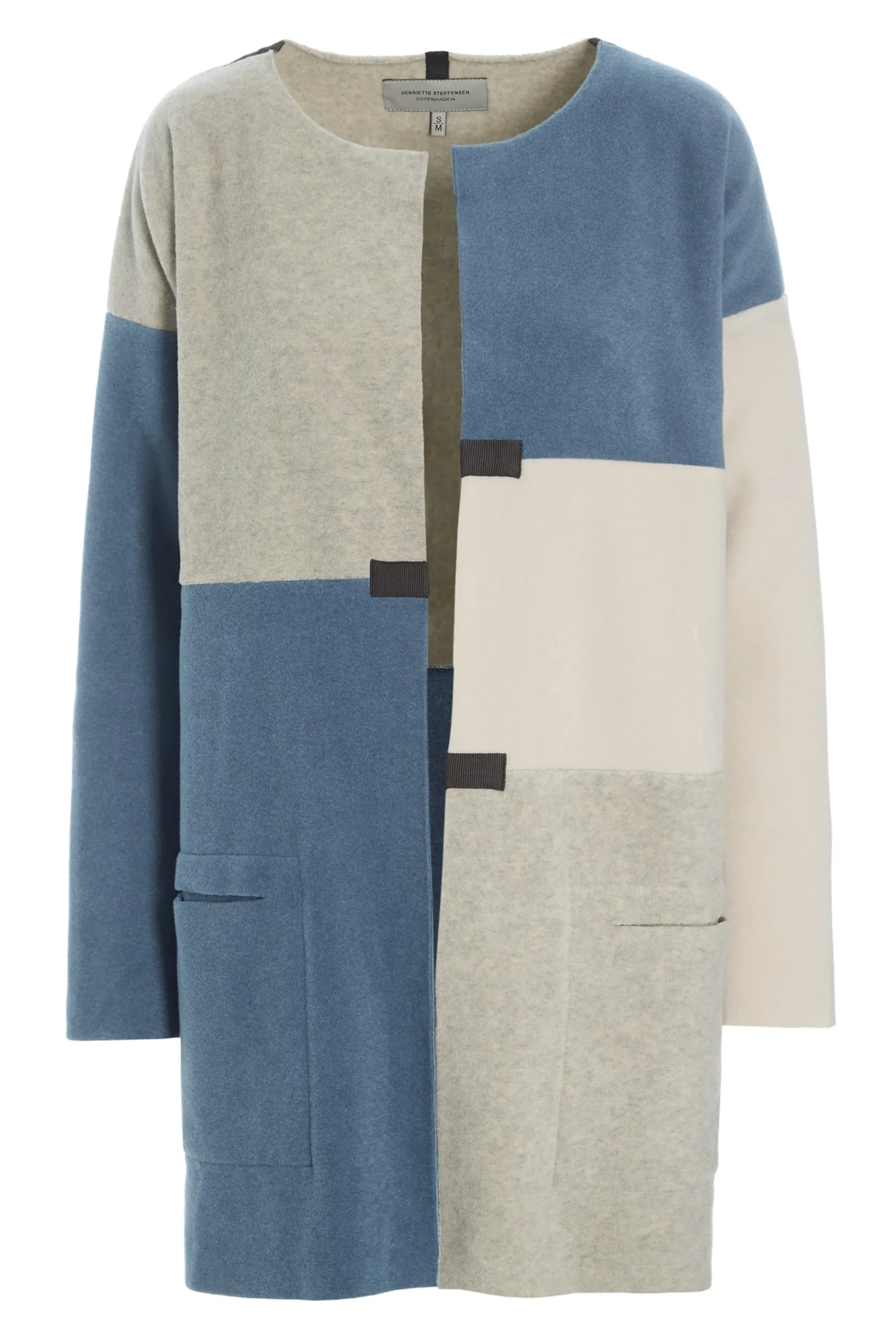 Henriette Steffensen Copenhagen CARDIGAN PATCH | 7161 DUSTY BLUE/KIT/SAND Discount