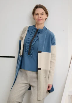 Henriette Steffensen Copenhagen CARDIGAN PATCH | 7161 DUSTY BLUE/KIT/SAND Discount