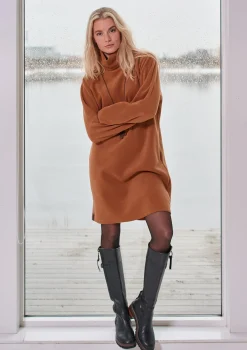 Henriette Steffensen Copenhagen KLEID MIT HOHEM HALS | 3246 RUST Fashion