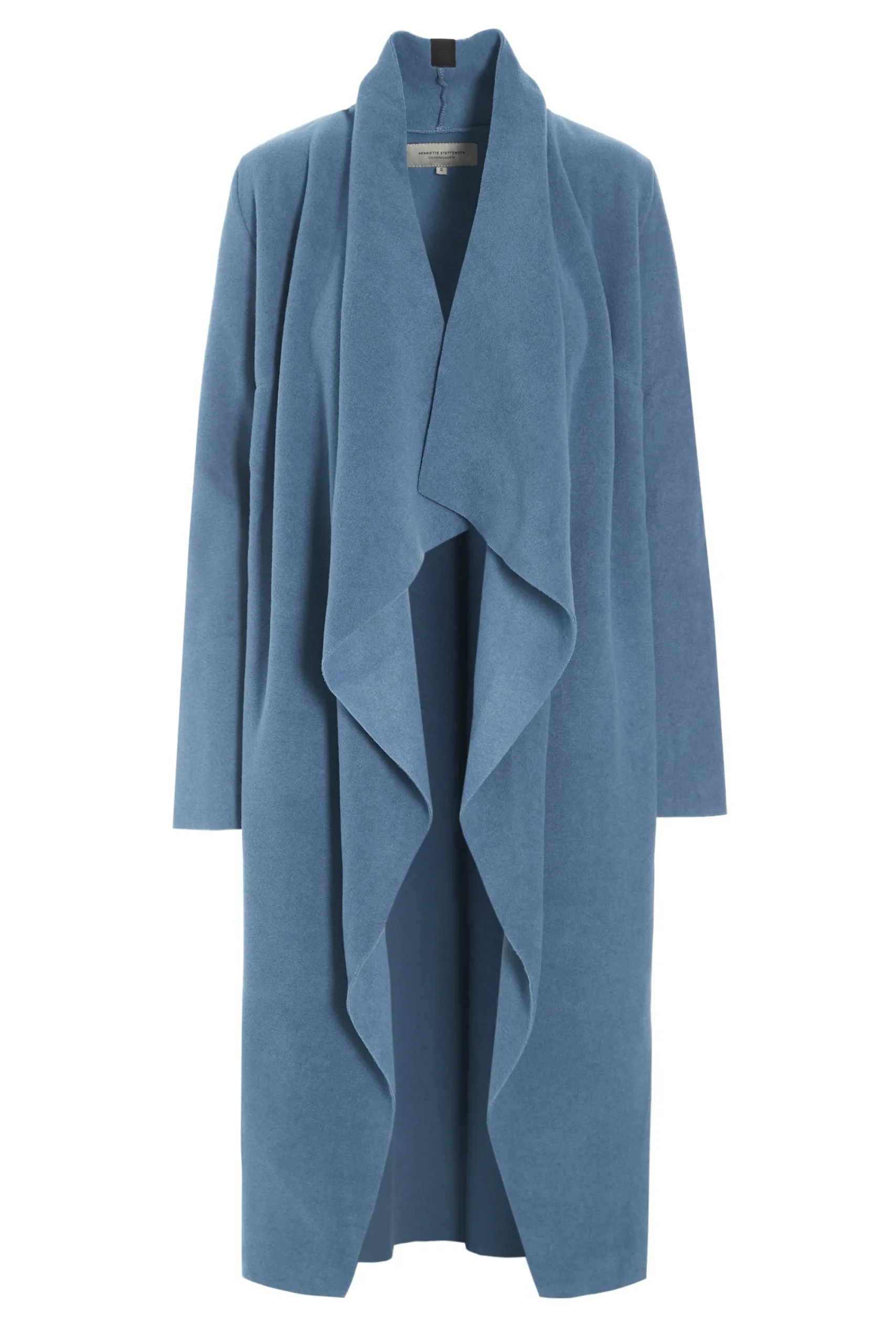 Henriette Steffensen Copenhagen LANGE CARDIGAN M/ WASSERFALL | 7131 DUSTY BLUE Store