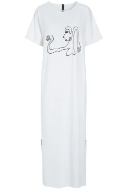 Henriette Steffensen Copenhagen LANGES KLEID M/DRUCKEN | 98038 WHITE Best Sale