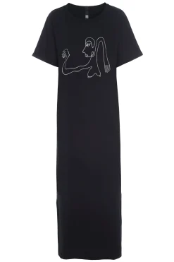 Henriette Steffensen Copenhagen LANGES KLEID M/DRUCKEN | 98038 BLACK Clearance