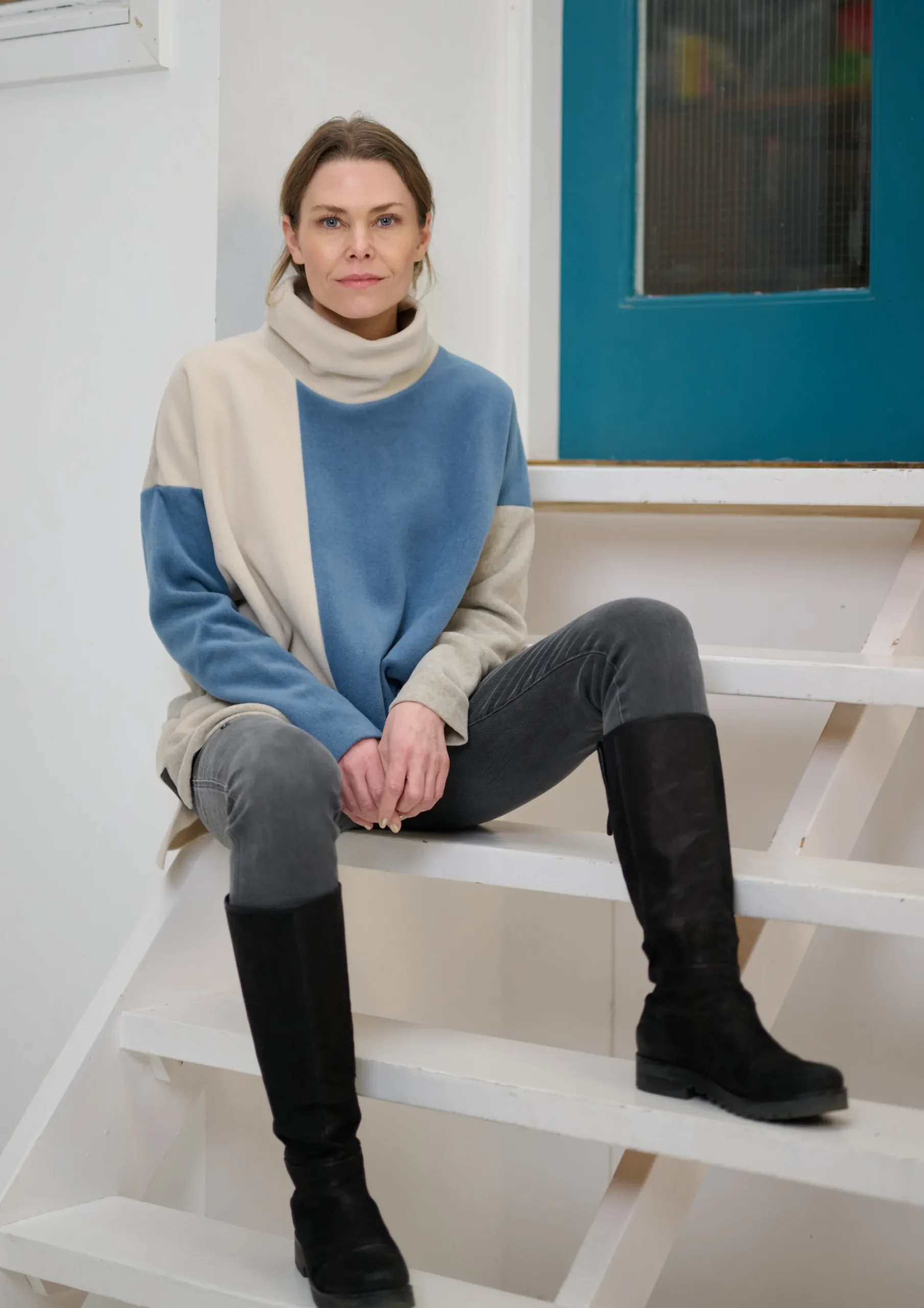 Henriette Steffensen Copenhagen PULLOVER PATCH | 1380 DUSTY BLUE/KIT/SAND Clearance