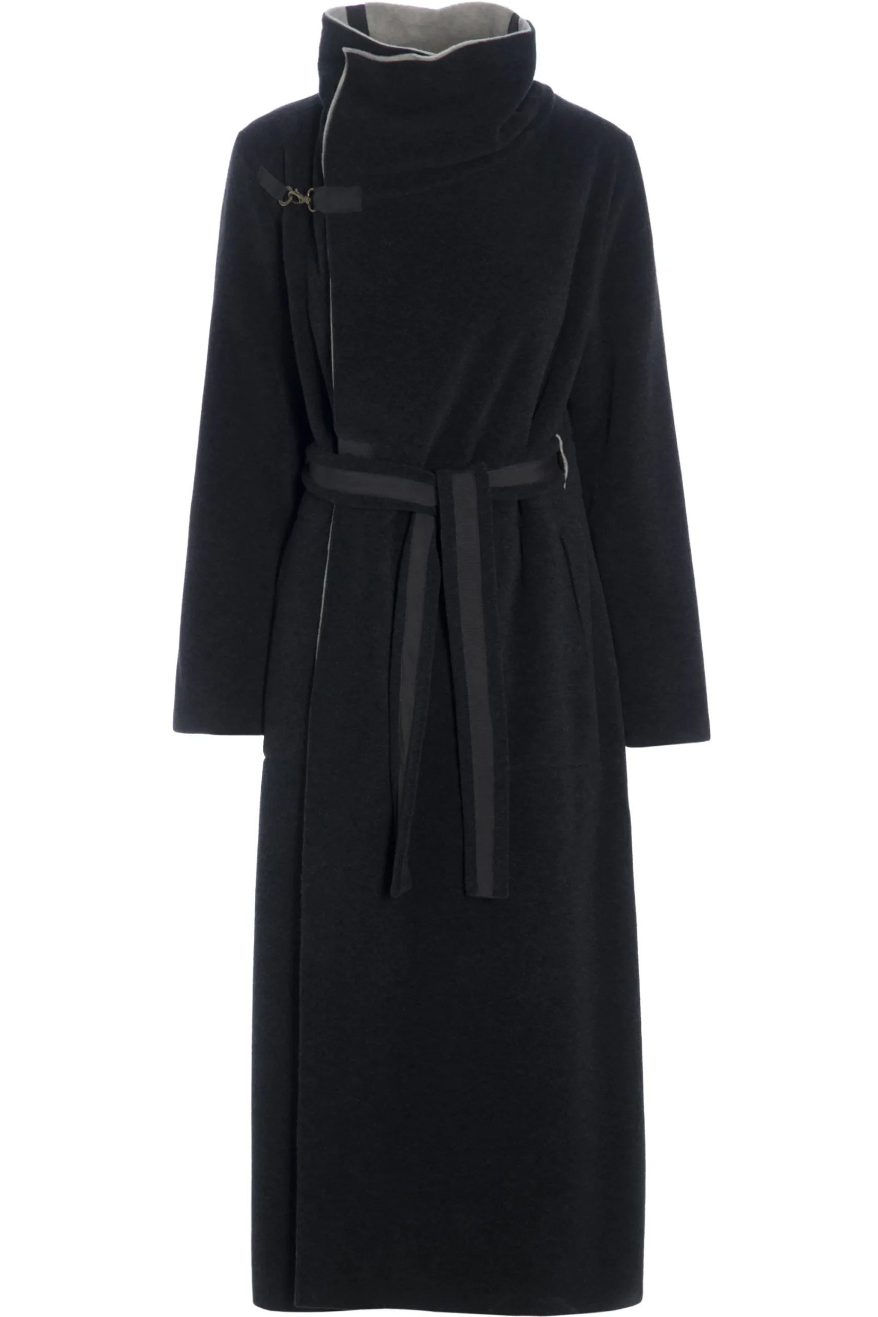 Henriette Steffensen Copenhagen TRENCHCOAT AUS DOPPELLAGIGEM FLEECE | 7145 SOFT BLACK/SAND Best
