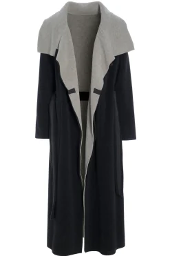 Henriette Steffensen Copenhagen TRENCHCOAT AUS DOPPELLAGIGEM FLEECE | 7145 SOFT BLACK/SAND Best
