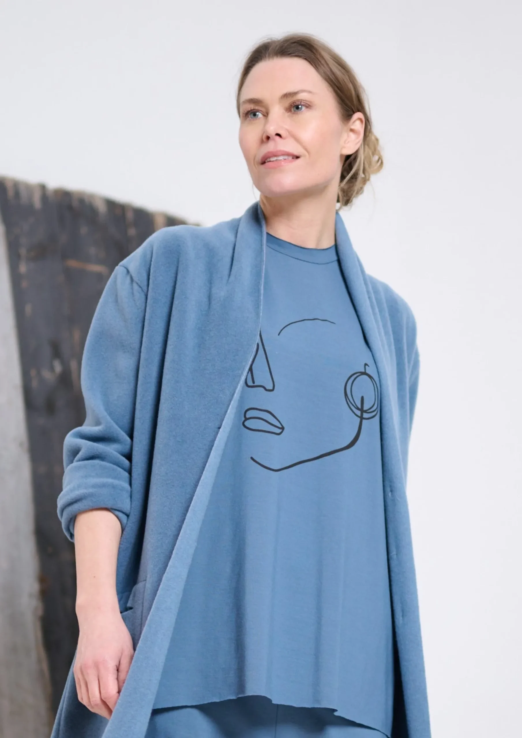 Henriette Steffensen Copenhagen T-SHIRT FACE IT | 96089 DUSTY BLUE Discount