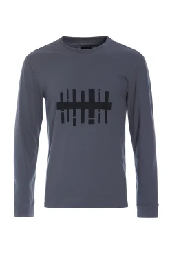 Henriette Steffensen Copenhagen T-SHIRT MIT GRAFIKDRUCK & LANGEN ÄRMELN | 1019CP GREY Hot
